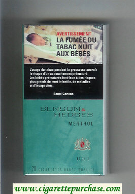 Benson and Hedges Menthol 100s cigarettes hard box